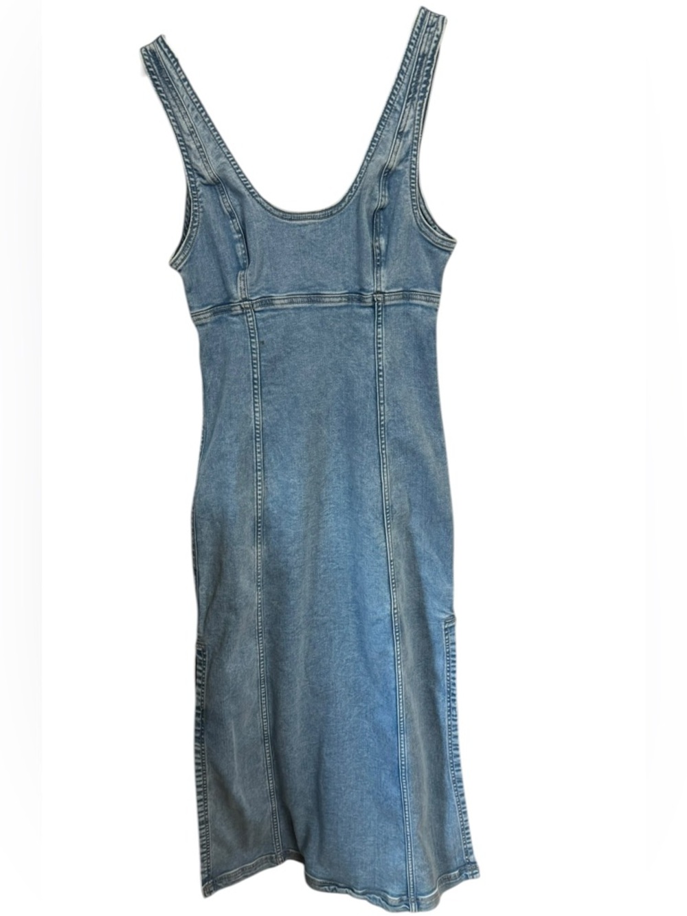 AMERICAN EAGLE | Stretch Denim Scoop Neck Maxi Dress in Blue, Size 4